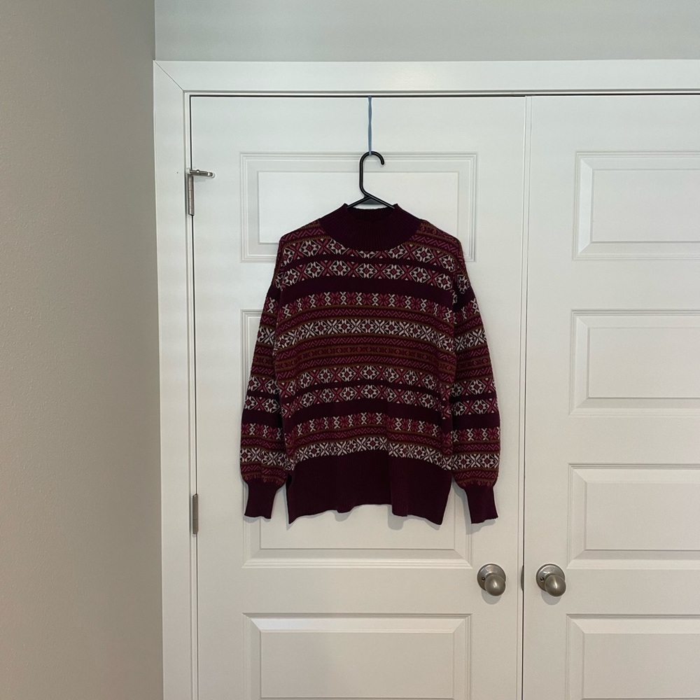 Men's Burgundy Patterned Sweater